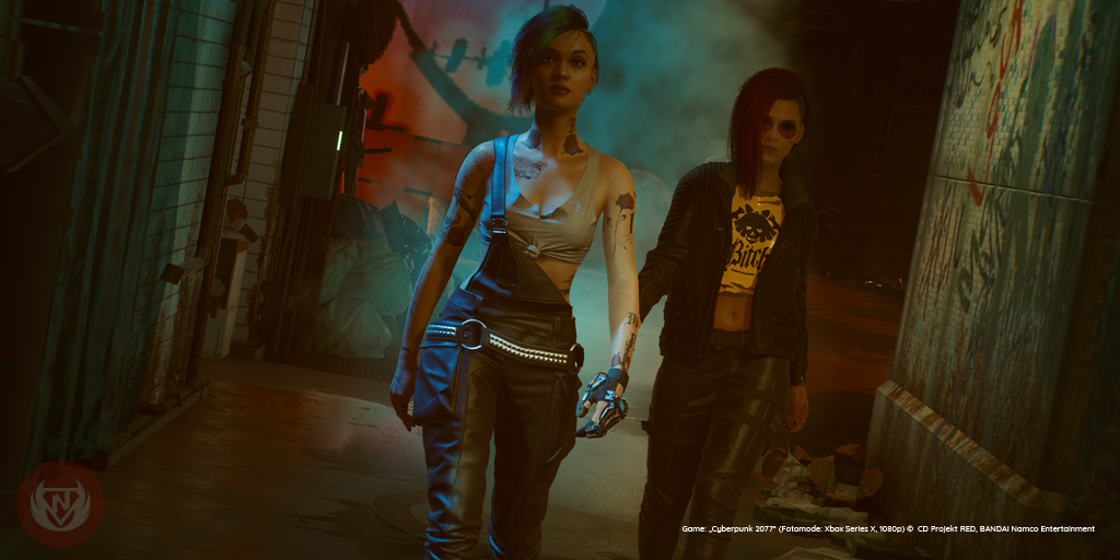 Screenshot Cyberpunk 2077 (Fotomode: Xbox Series X, 1080p) - Judy und Weibliche V